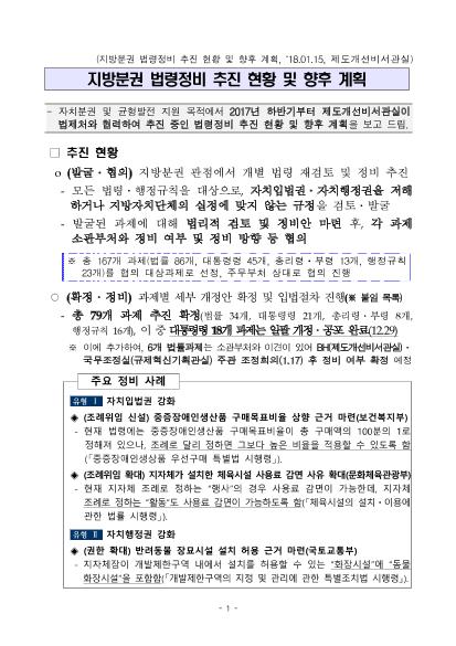 지방분권 법령정비 추진 현황 및 향후 계획 썸네일