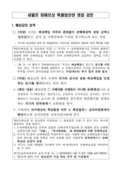세월호 피해보상법 제정 등 관련 추진사항 썸네일