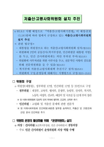 저출산·고령사회위원회 설치 및 제1차회의 개최 썸네일